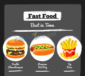 彩绘西式快餐食物